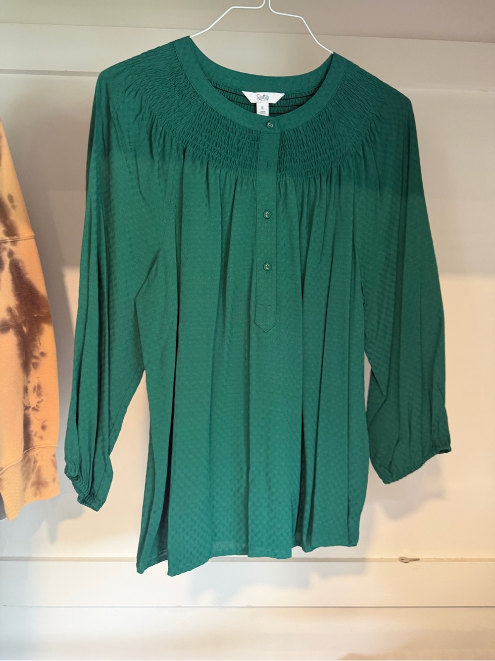 Croft and barrow Women’s Long Sleeve Henley Style Blouse Top Green Size XL